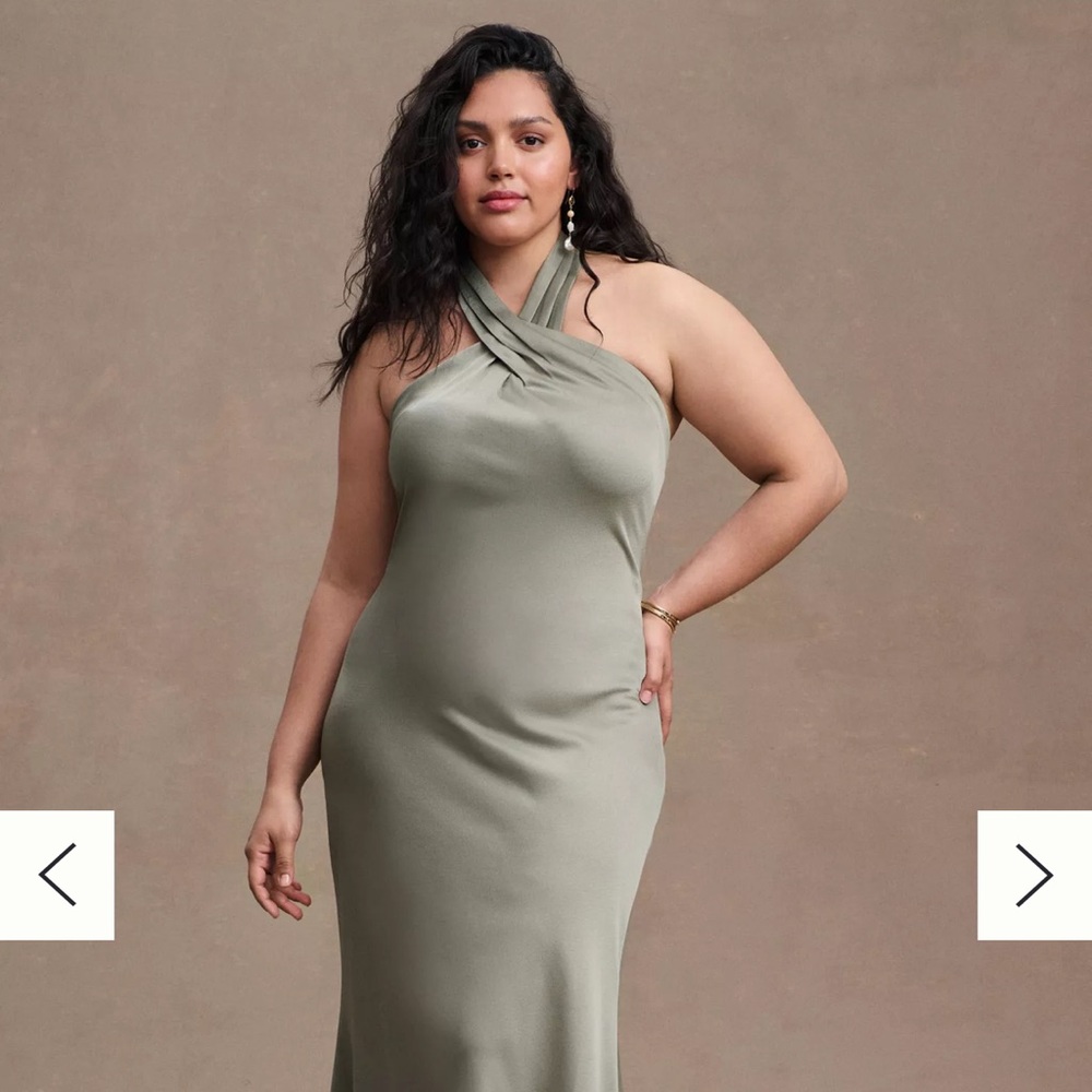 Sage Green BHLDN Satin Gown